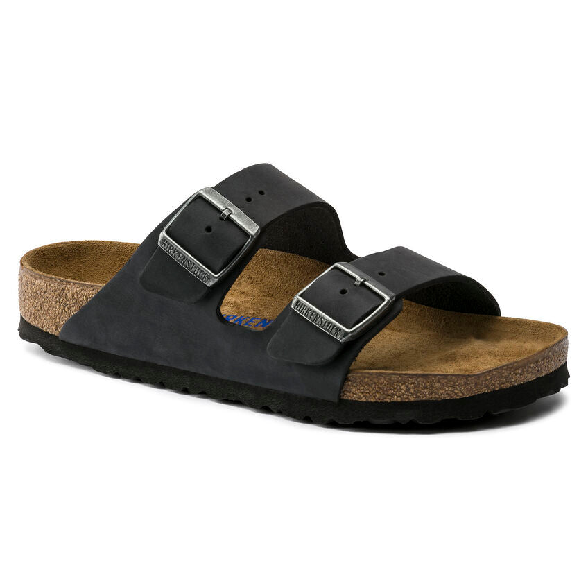 Birkenstock Unisex Arizona Soft Footbed Sandals - Black Oiled Leather
