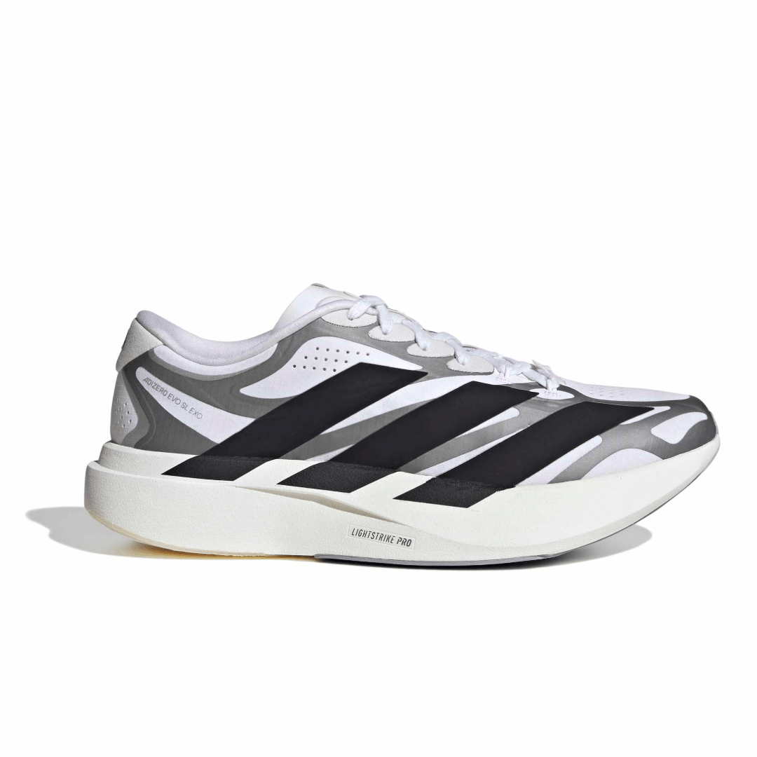 adidas Men's Adizero EVO SL EXO Running Shoes - Cloud White/Core Black/Iron Metallic