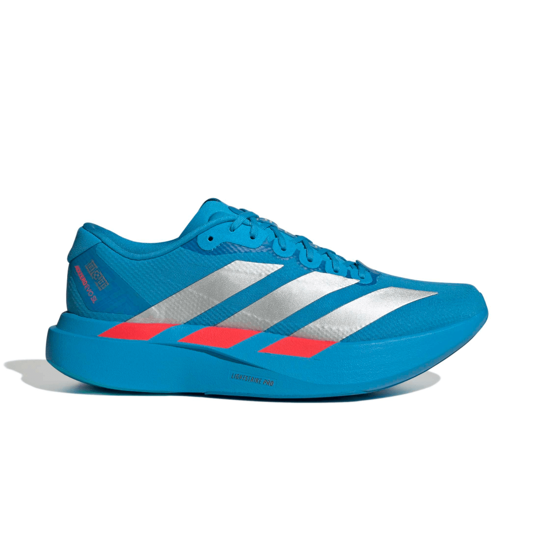adidas Men's Adizero EVO SL Woven Running Shoes - Solar Blue/Silver Metallic/Lucid Red