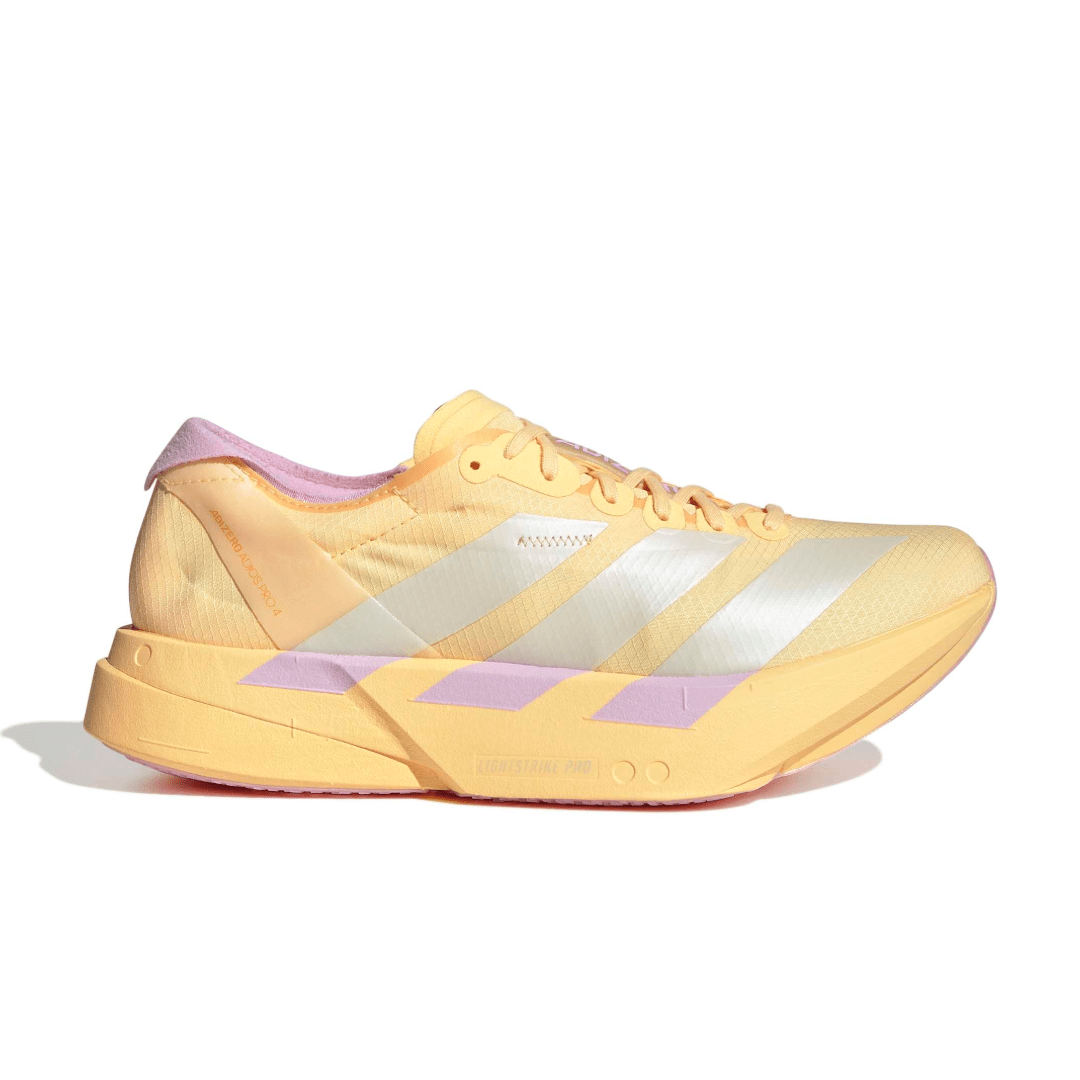 adidas Women's Adizero Adios Pro 4 Running Shoes - Ice Tangerine/Ice Gold Met/Bliss Lilac