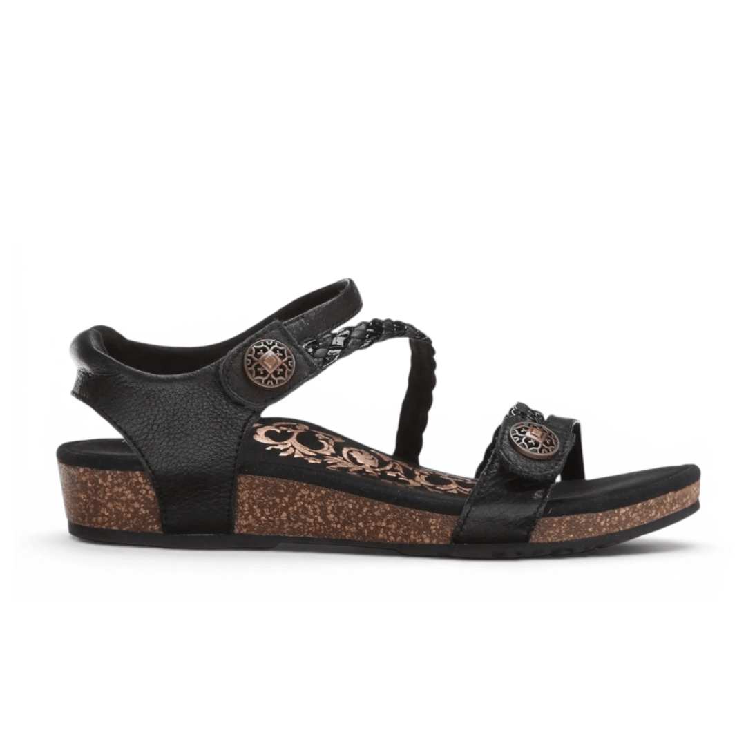 Aetrex Women's Jillian Braided Quarter Strap Sandal - Black