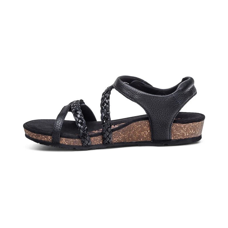 Aetrex Women's Jillian Braided Quarter Strap Sandal - Black
