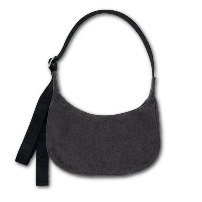 Baggu Small Denim Crescent Bag - Washed Black Denim
