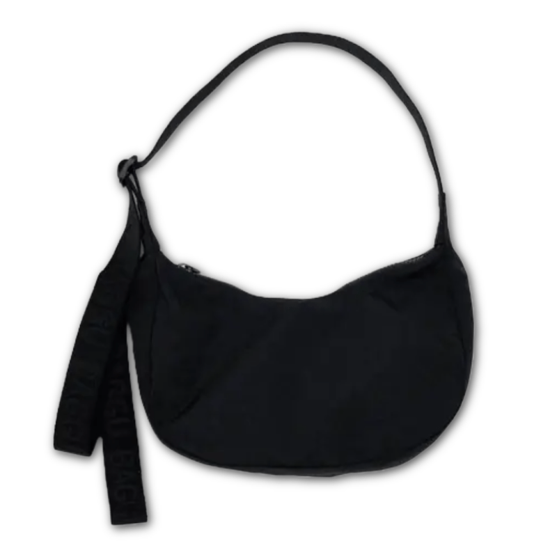 Baggu Small Nylon Crescent Bag 51" w/Key Leash - Black