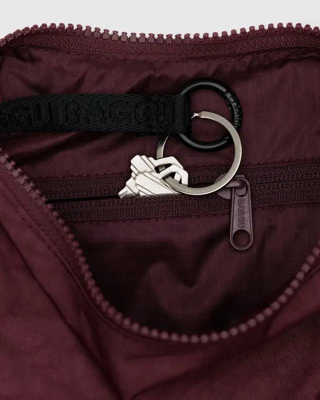 Baggu Small Nylon Crescent Bag 51" w/Key Leash - Mahogany