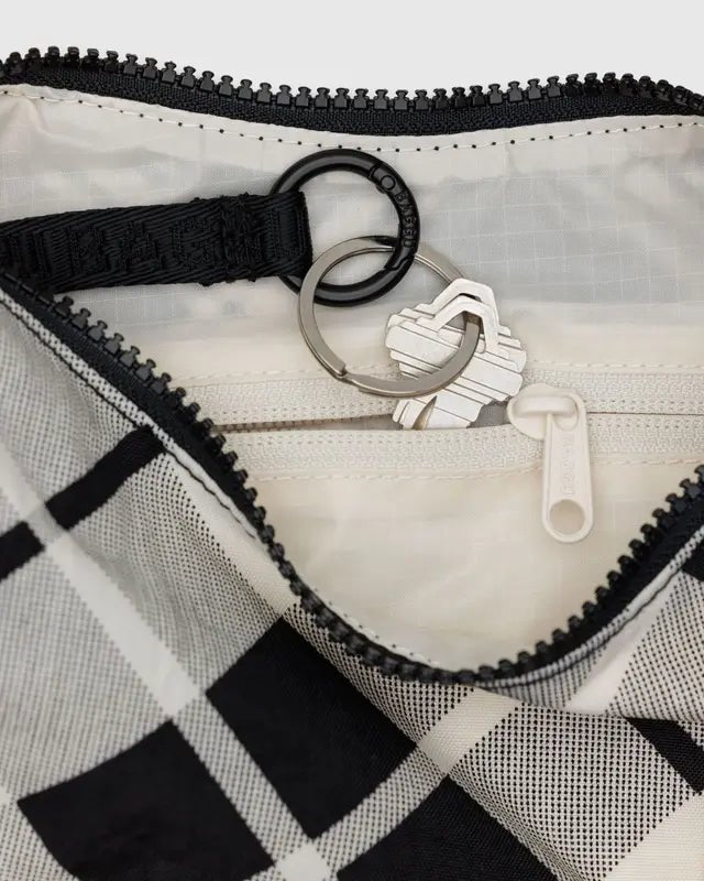 Baggu Small Nylon Crescent Bag 51" w/Key Leash - Mixed Plaid