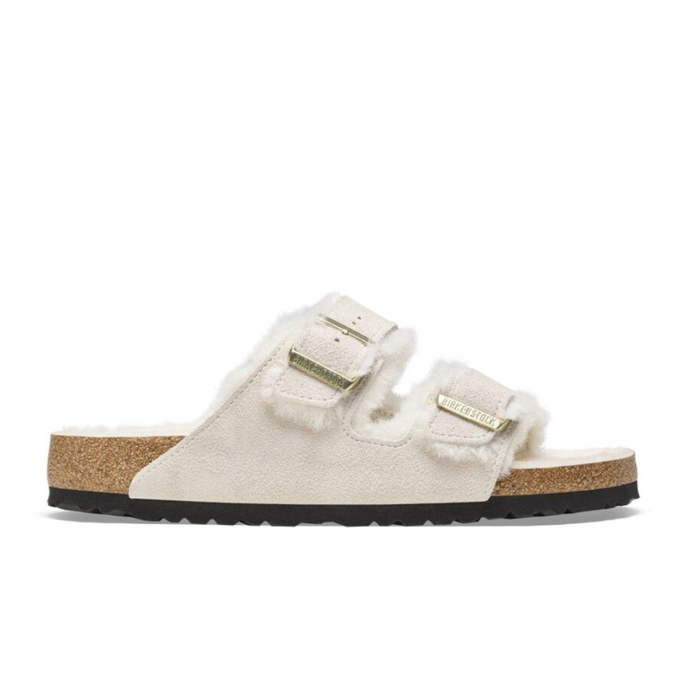 Birkenstock Women's Arizona Shearling - Antique White Suede