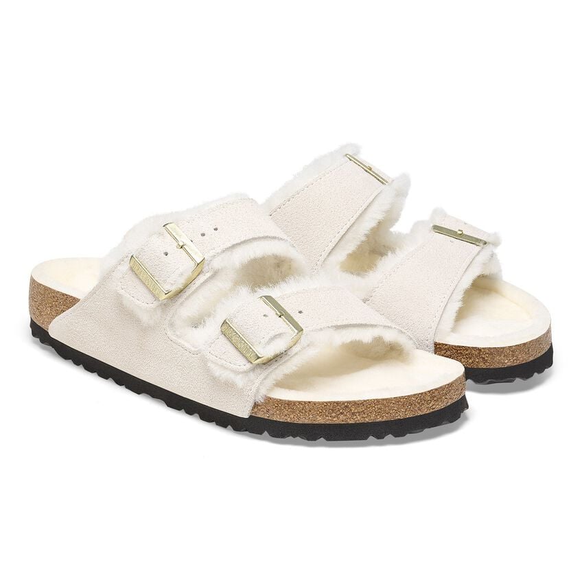 Birkenstock Women's Arizona Shearling - Antique White Suede