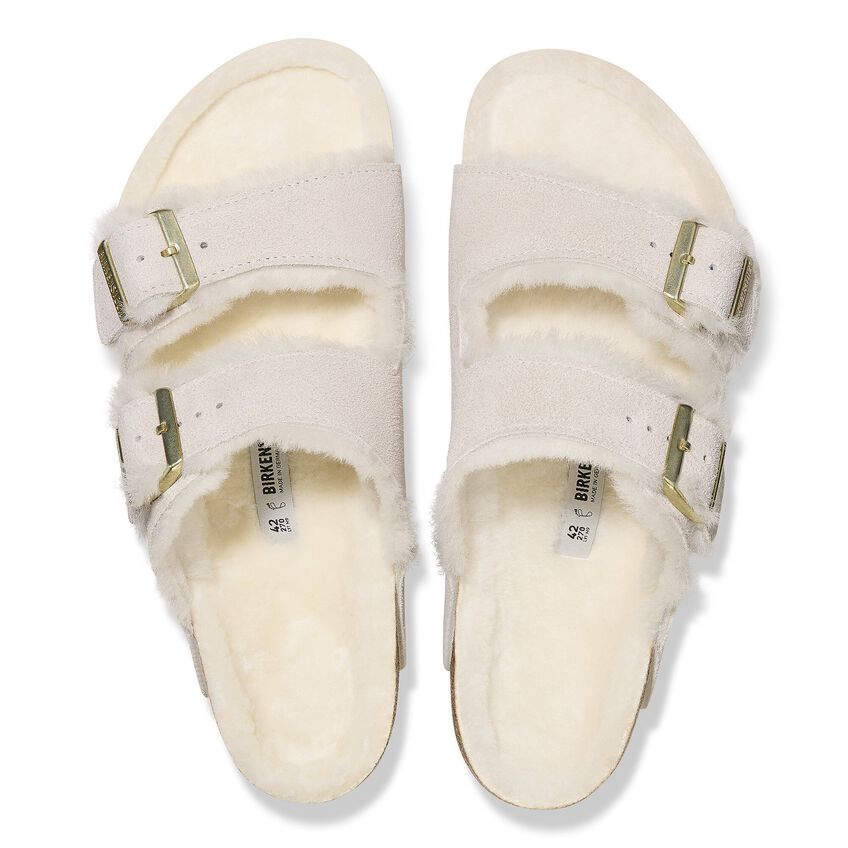 Birkenstock Women's Arizona Shearling - Antique White Suede