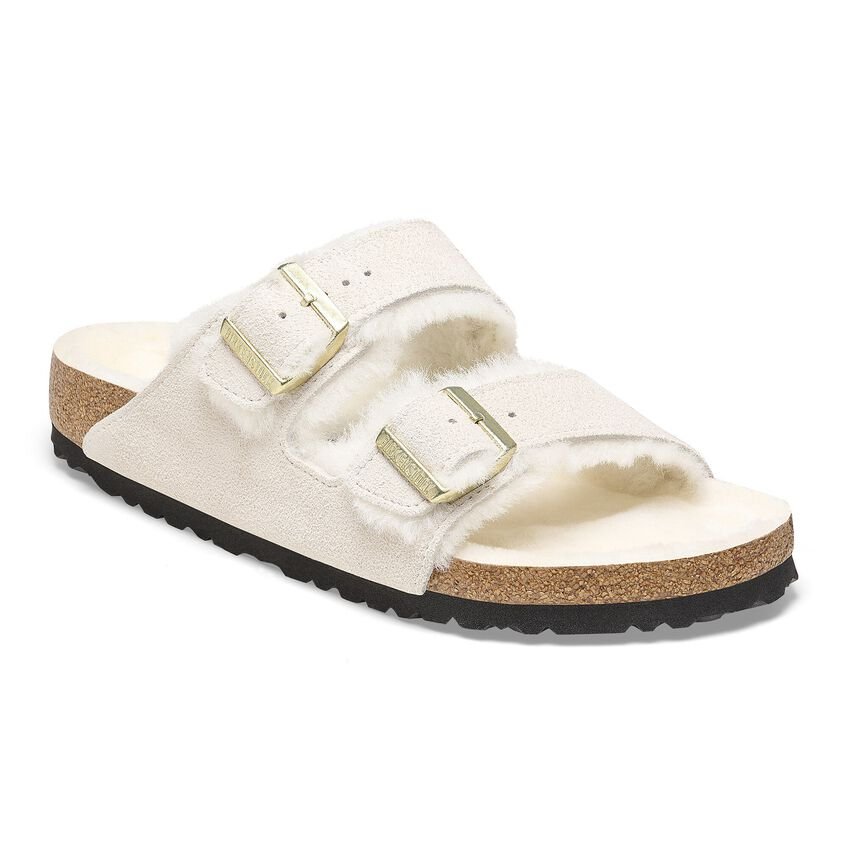 Birkenstock Women's Arizona Shearling - Antique White Suede