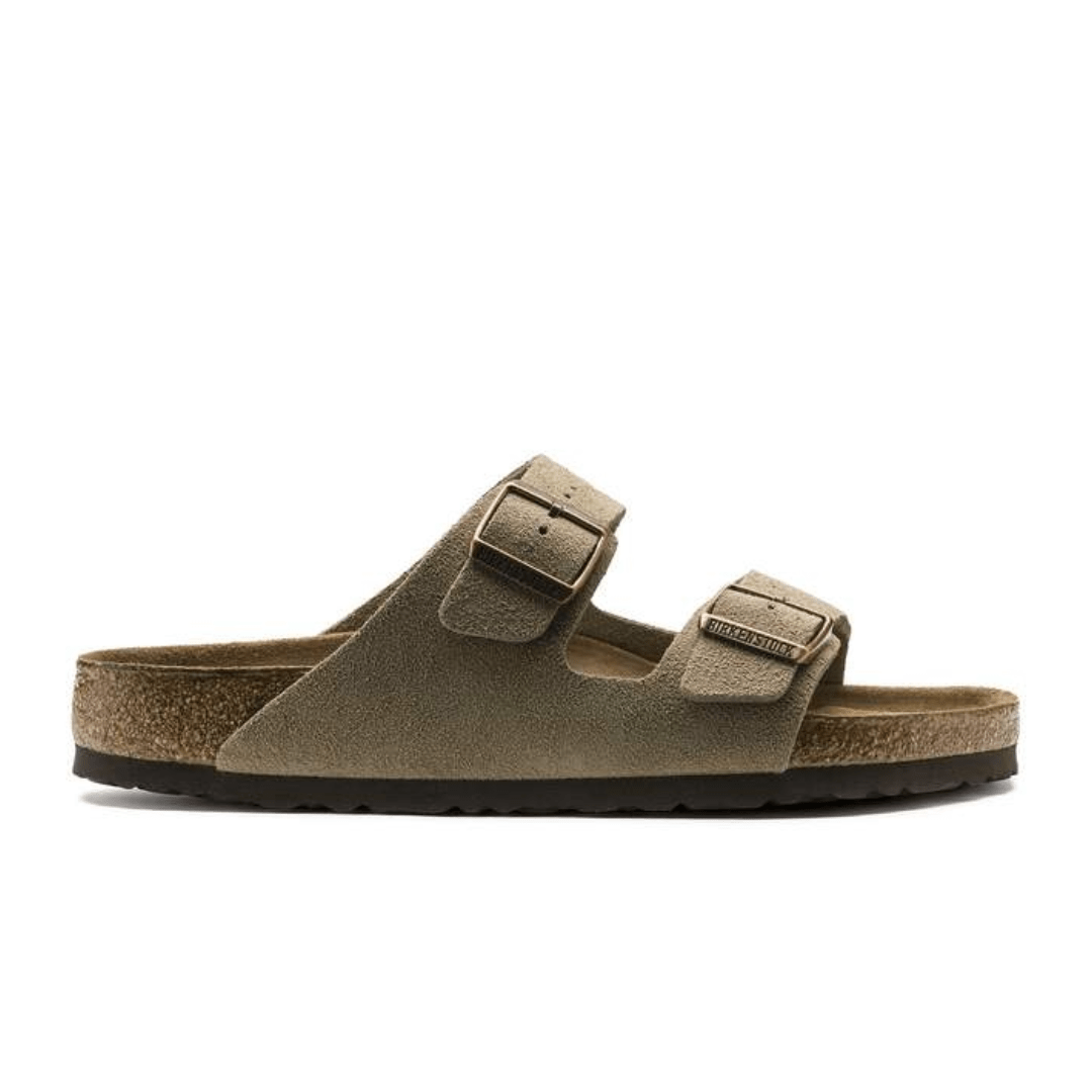 Birkenstock Arizona Soft Footbed Two Strap Sandals - Taupe Suede