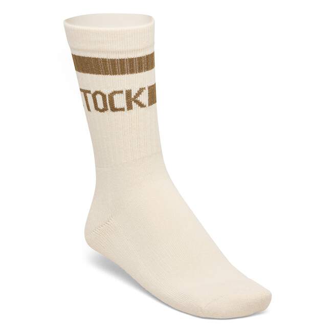 Birkenstock Cotton Crew Stripe Socks - Eggshell/Mink