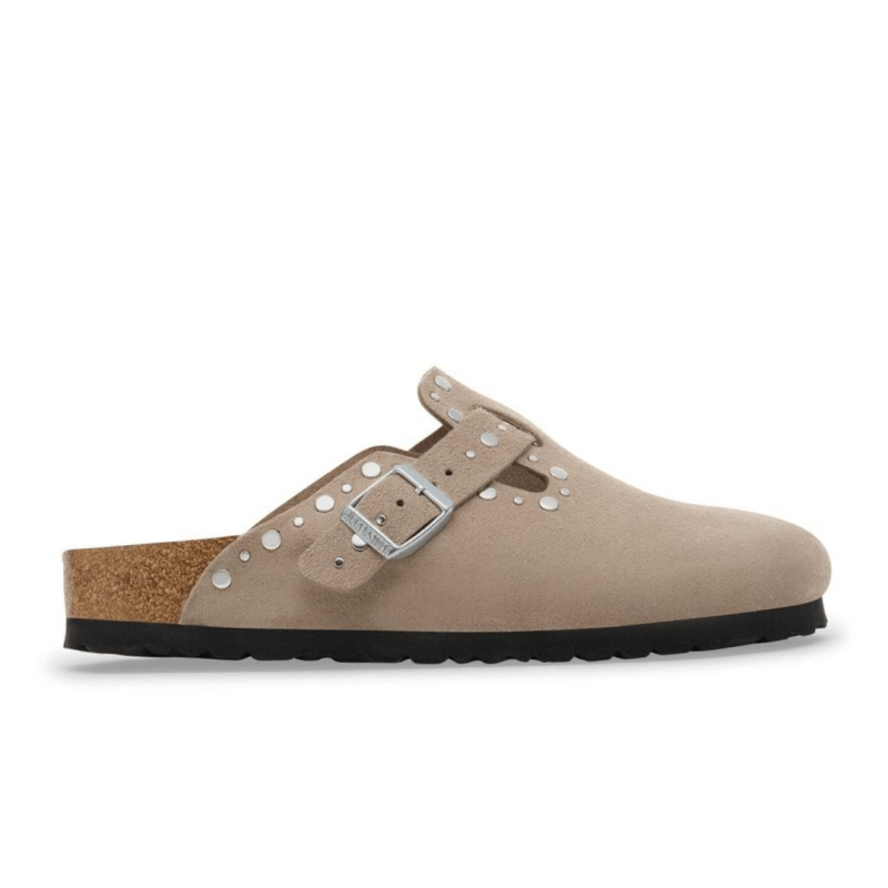 Seliga ShoesBirkenstock Women's Boston Rivets - Taupe Suede