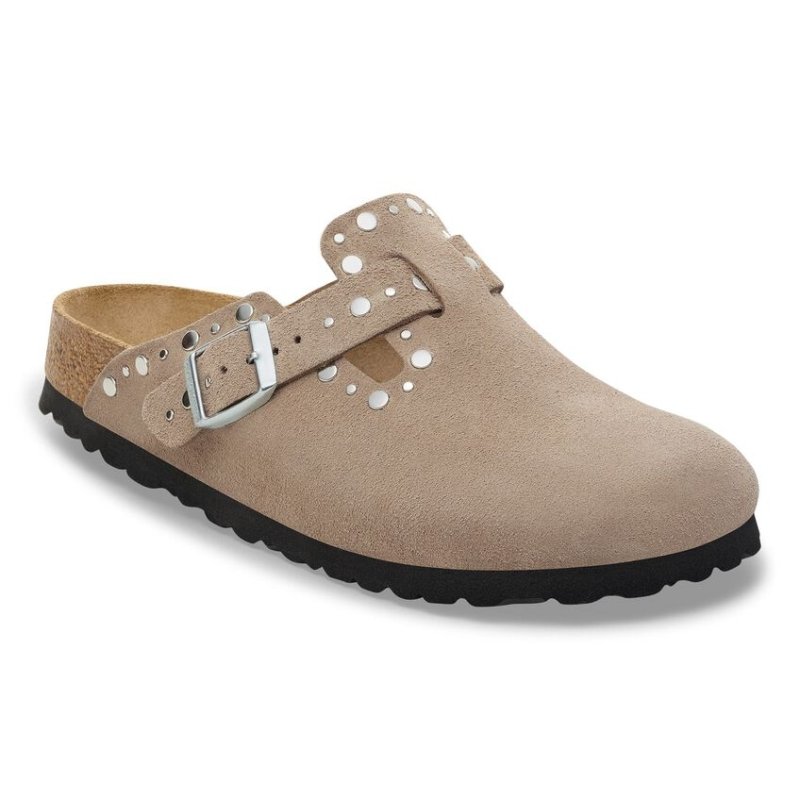 Birkenstock Women's Boston Rivets - Taupe Suede