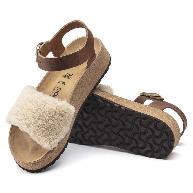 Birkenstock Women's Papillio Glenda Shearling Sandals - Teddy Cognac