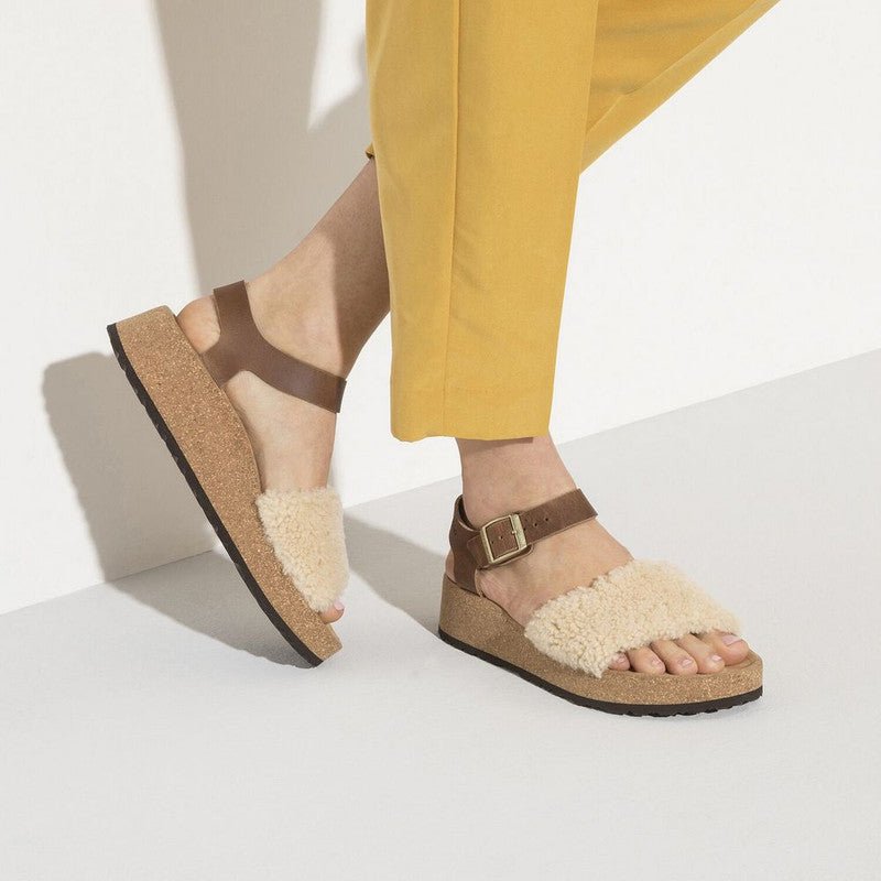 Birkenstock Women's Papillio Glenda Shearling Sandals - Teddy Cognac