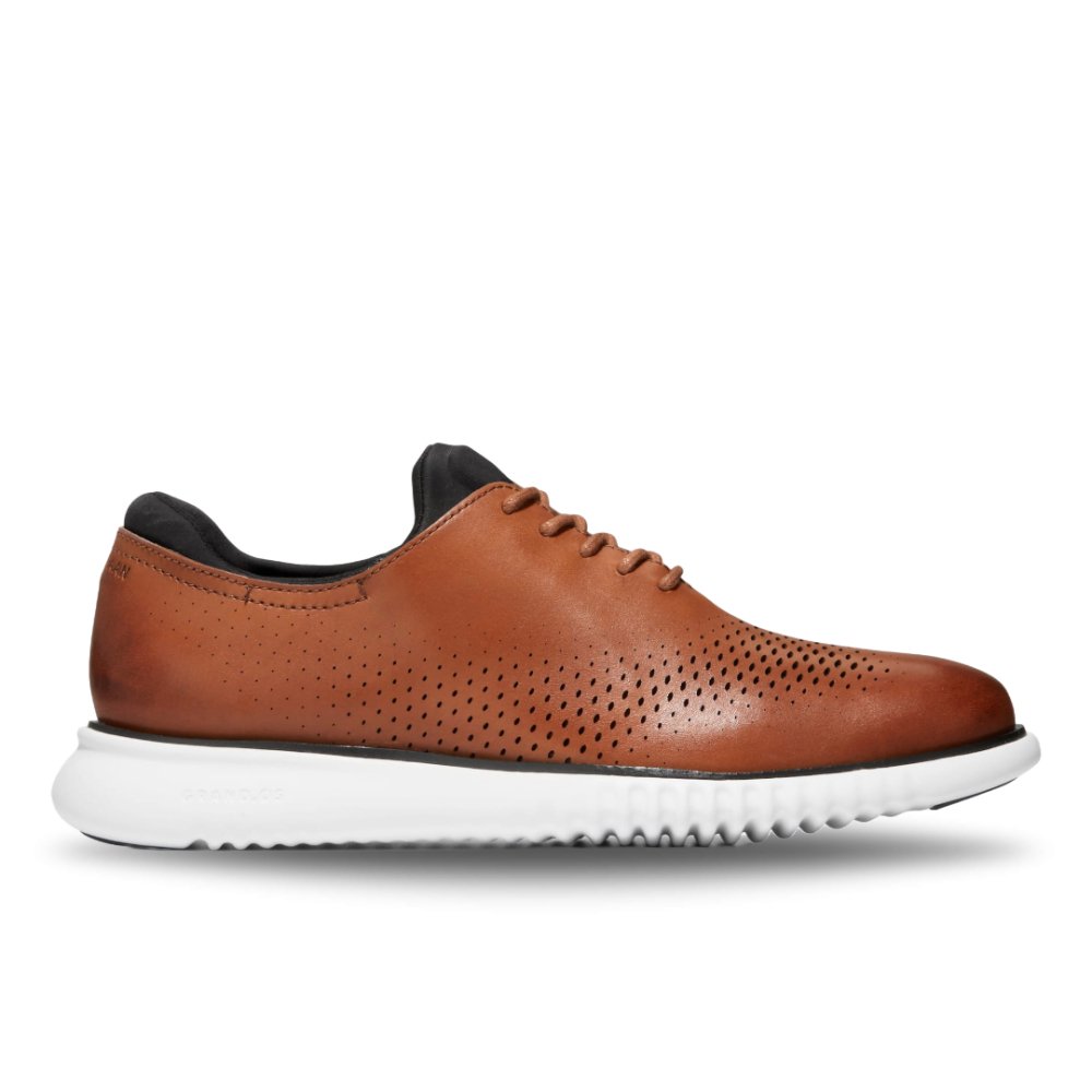 Seliga ShoesCole Haan Men's 2.Zerogrand Lined Laser Wingtip C27879 - British Tan/Ivory
