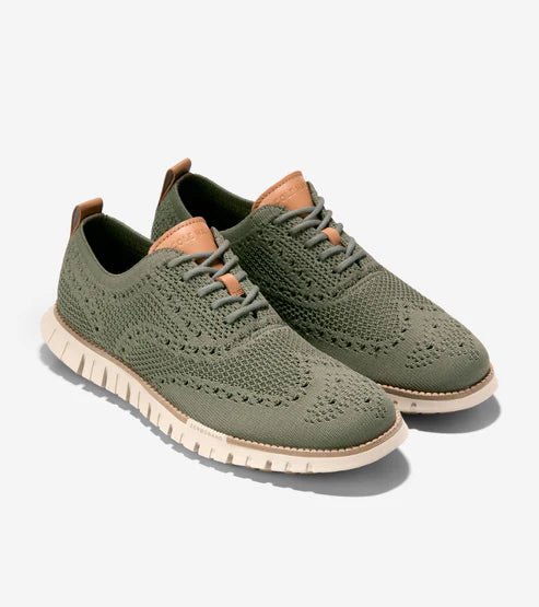 Cole Haan Men's ZEROGRAND Remastered Stitchlite Wingtip - Dusty Olive/Natural