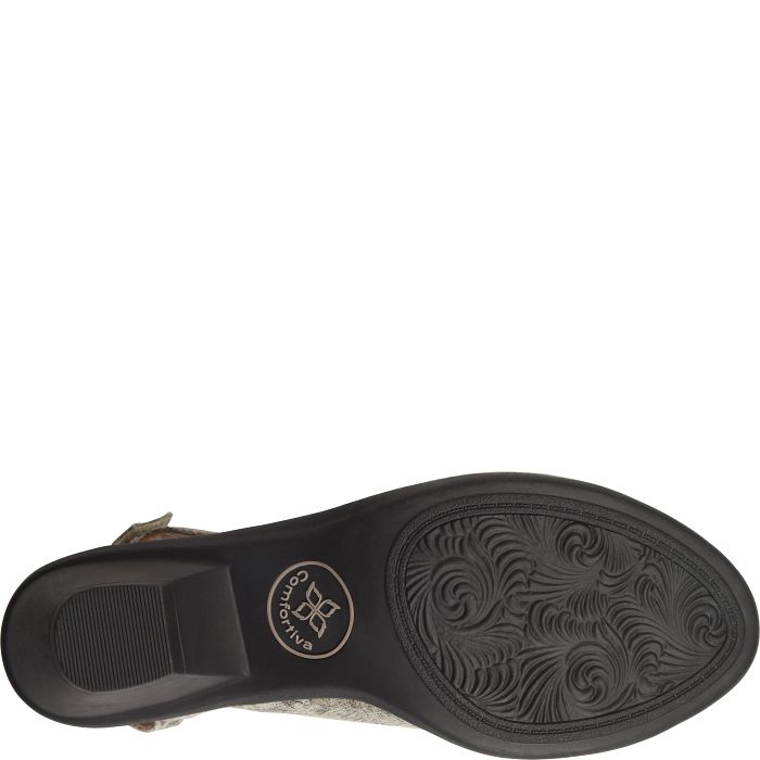 Comfortiva Women's Faye Comfort Sandal - Light Grey Snake Print