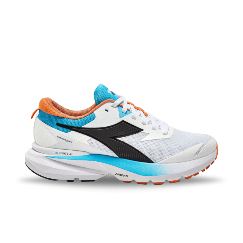 Seliga ShoesDiadora Men's Mythos Blueshield Vigore 3 - White/Black/Aquarius