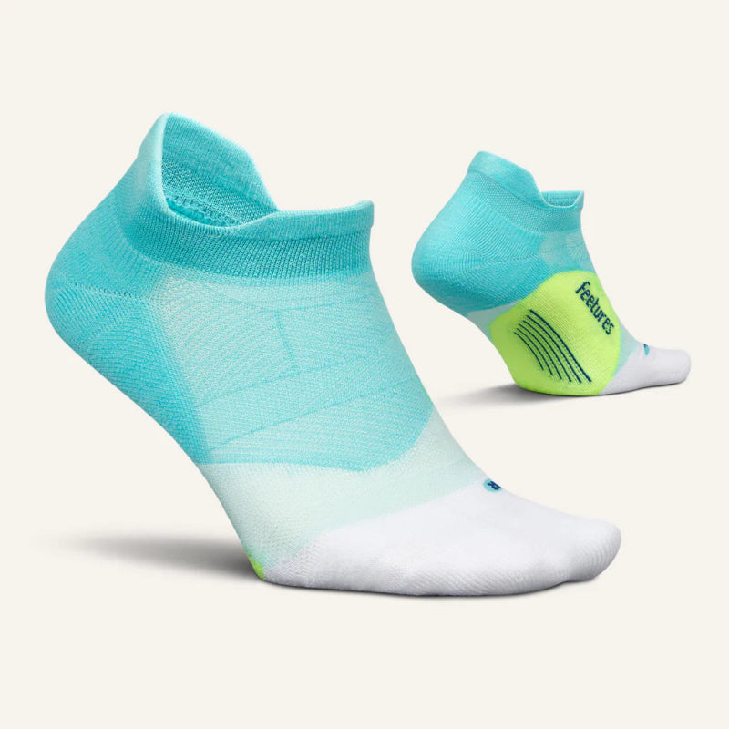 Feetures Elite Light Cushion No Show Tab Socks - Aqua Surf