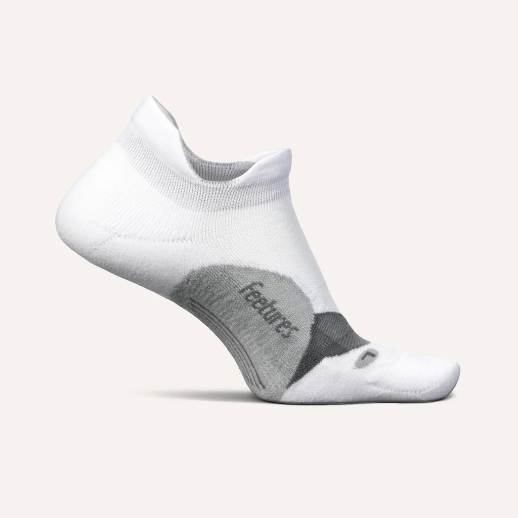 Feetures Elite Light Cushion No Show Tab Socks - White