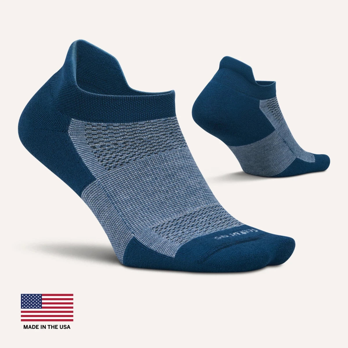 Feetures High Performance Max Cushion No Show Tab Socks - Rich Navy