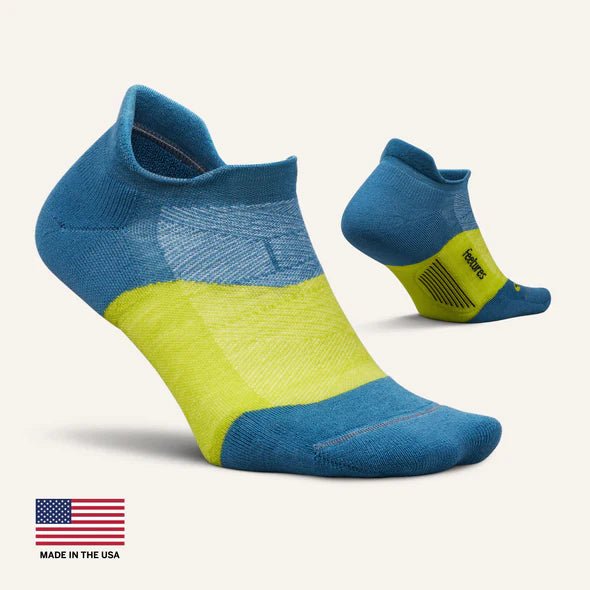 Feetures Merino 10 Max Cushion No Show Tab Socks - Elemental Blue