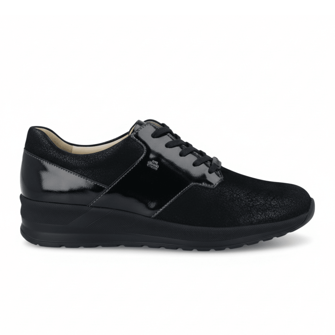 Finn Comfort Women's Caino - Black Stretch/Patent Leather