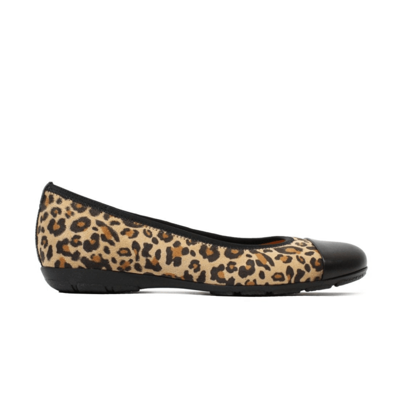 Seliga ShoesGabor Women's 34.161.42 Cap Toe Ballerina Flat - Natural/Black Leopard Print