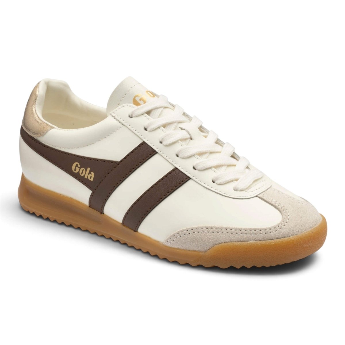 Gola Women's Torpedo Leather Sneakers - Off White/Dark Brown/Gold