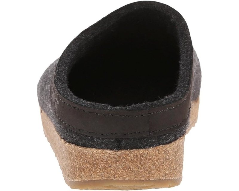 Haflinger GZL Leather Trim Grizzly Clog - Charcoal