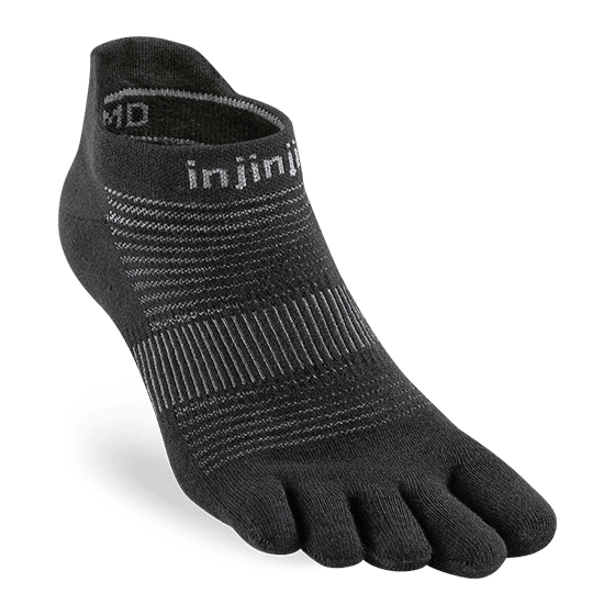 Injinji Run Original Weight No‑Show Toe Socks - Black