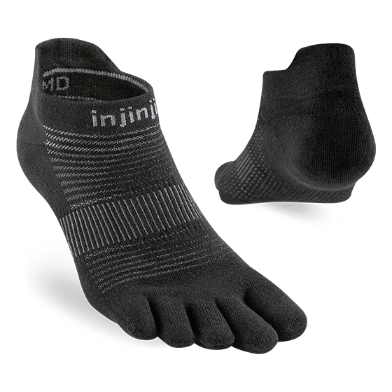 Injinji Run Original Weight No‑Show Toe Socks - Black