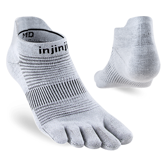 Injinji Run Original Weight No‑Show Toe Socks - Gray