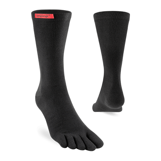Injinji Sport Original Weight Crew Toe Socks - Black