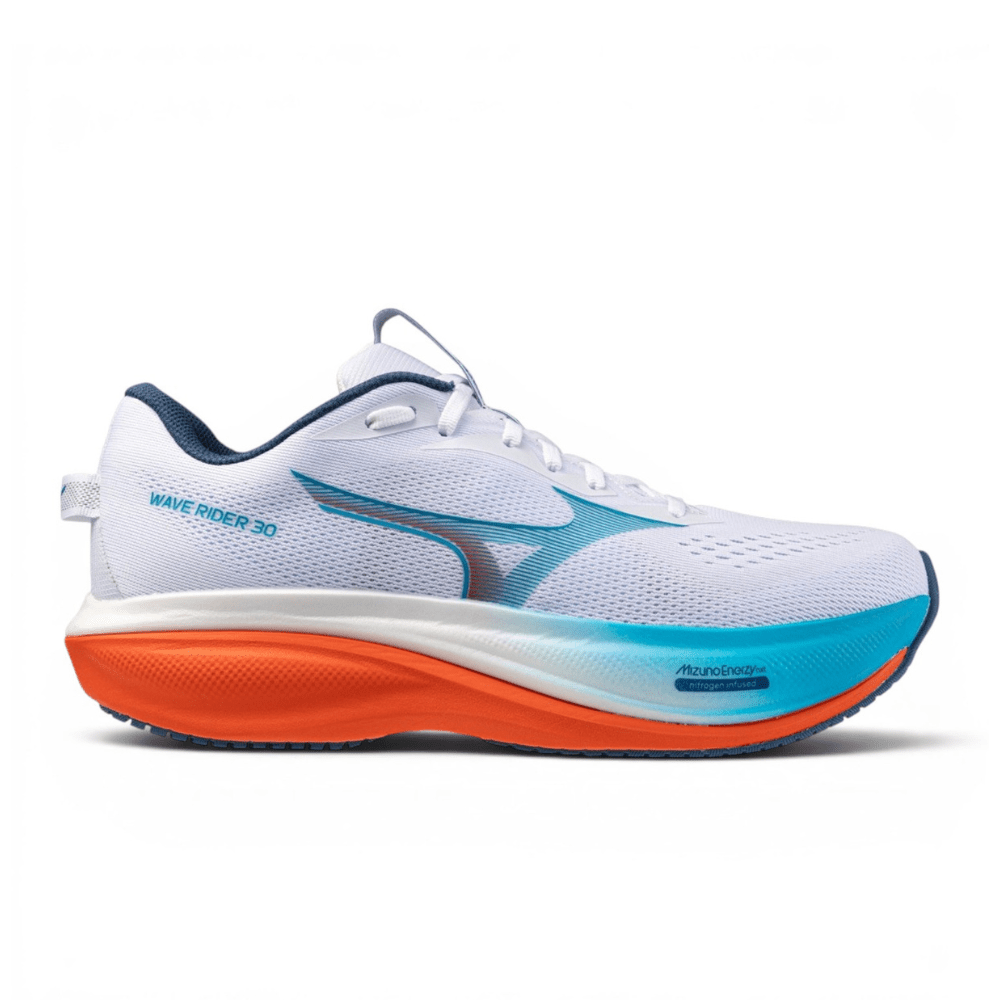 Mizuno Men's Wave Rider 30 Running Shoes - White/Blue Jewel