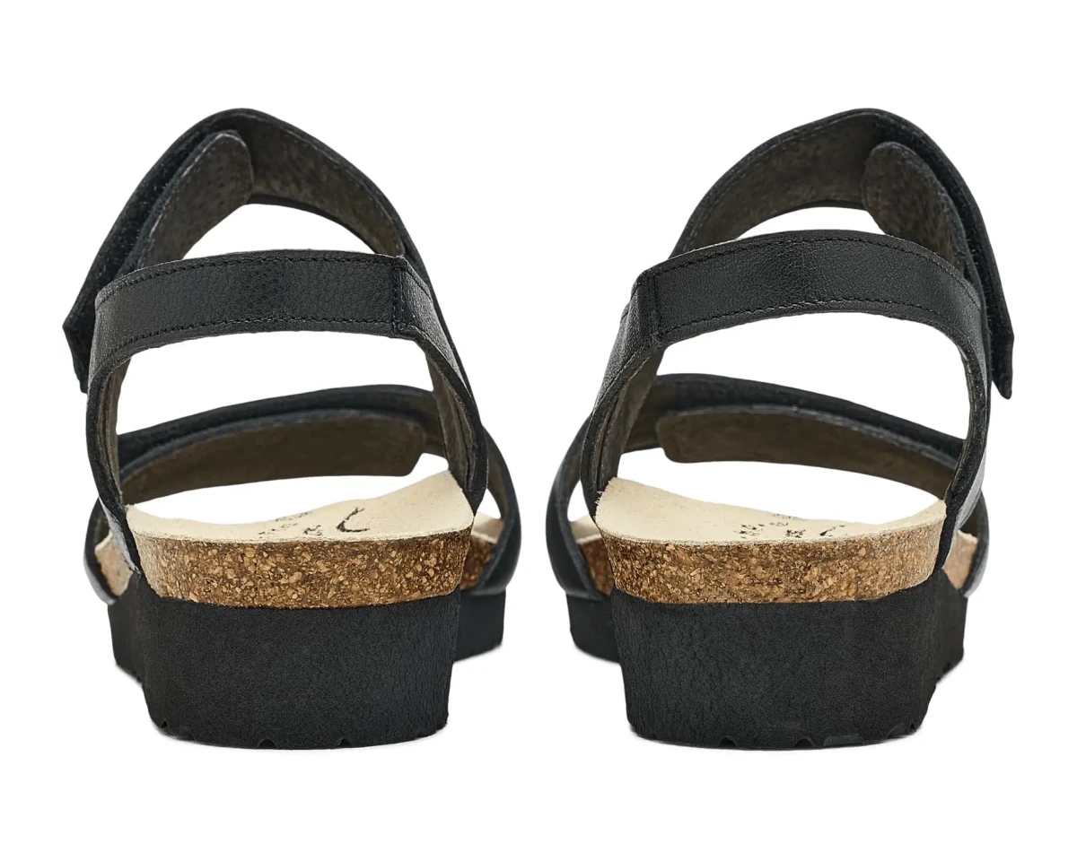 Naot Women's Aisha Arch Pro Sandal - Black Leather/Black Suede