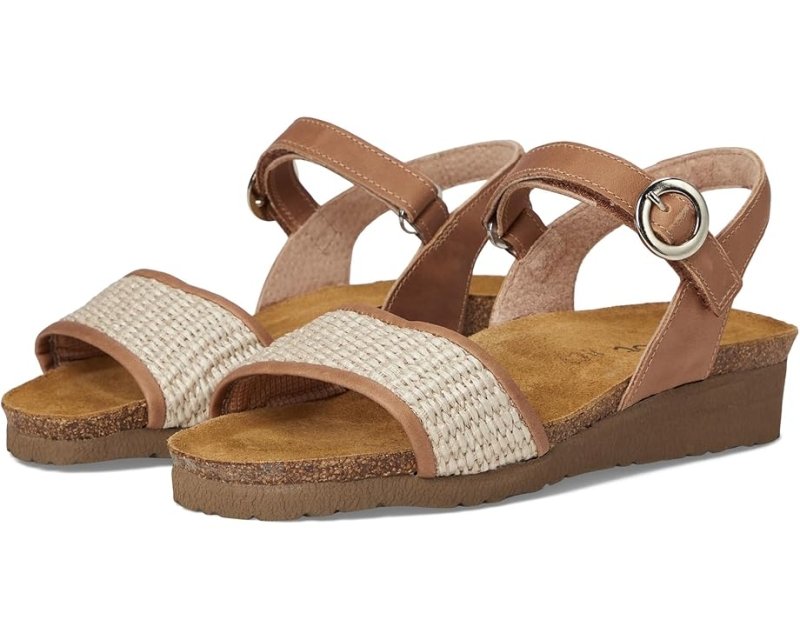 Naot Women's Cecile - Latte Brown/Sand Raffia