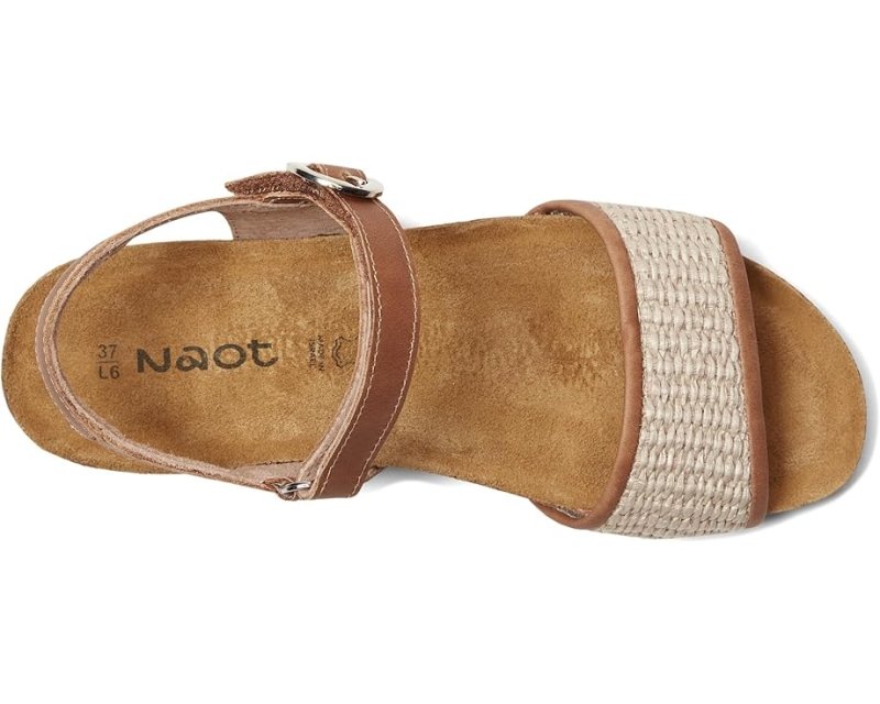 Naot Women's Cecile - Latte Brown/Sand Raffia