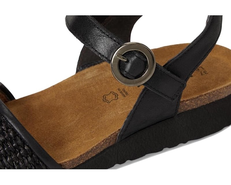 Naot Women's Cecile - Shiny Black/Black Raffia