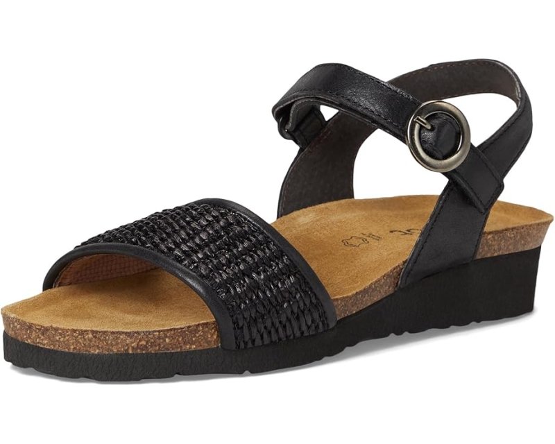Naot Women's Cecile - Shiny Black/Black Raffia