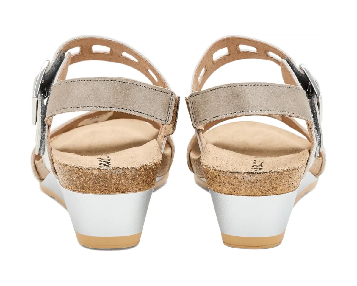Naot Women's Dynasty Wedge Sandal - Platinum Striped/Quartz/Titanium
