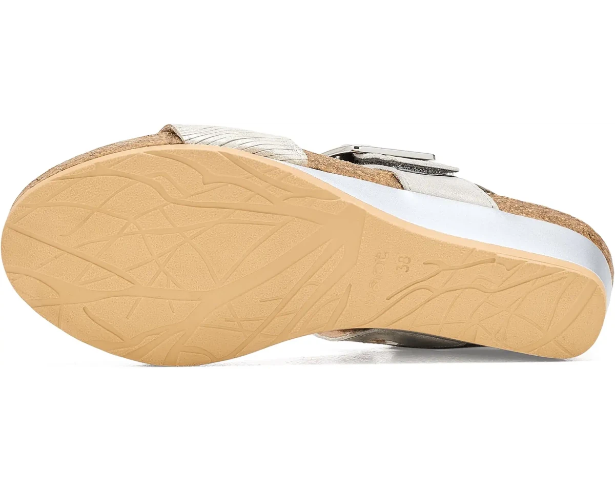Naot Women's Dynasty Wedge Sandal - Platinum Striped/Quartz/Titanium