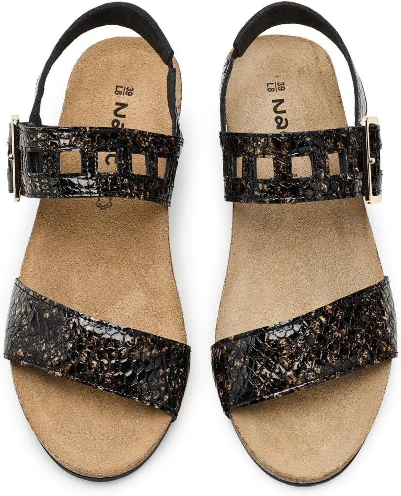 Naot Women's Dynasty Wedge Sandal - Reptile Patent