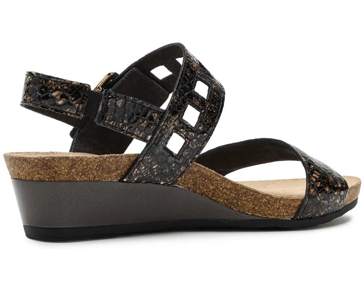 Naot Women's Dynasty Wedge Sandal - Reptile Patent