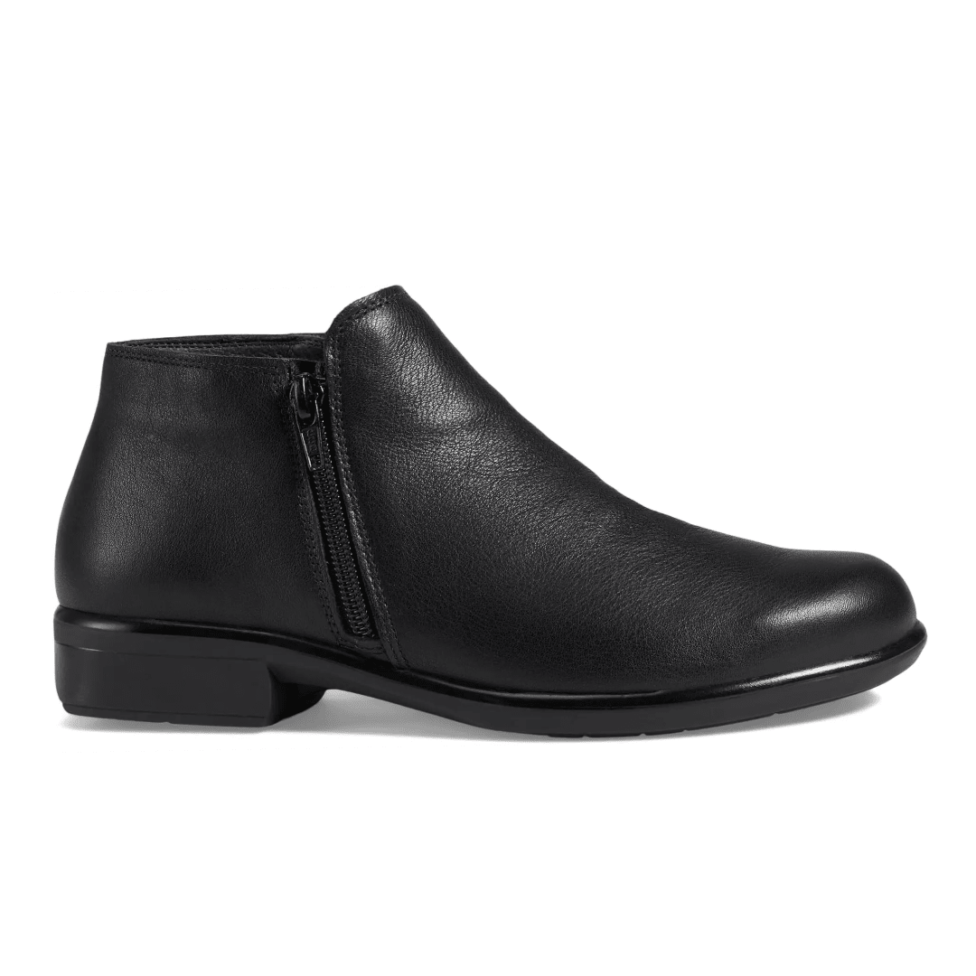 Naot Women's Helm Bootie - Black Water-Resistant Leather