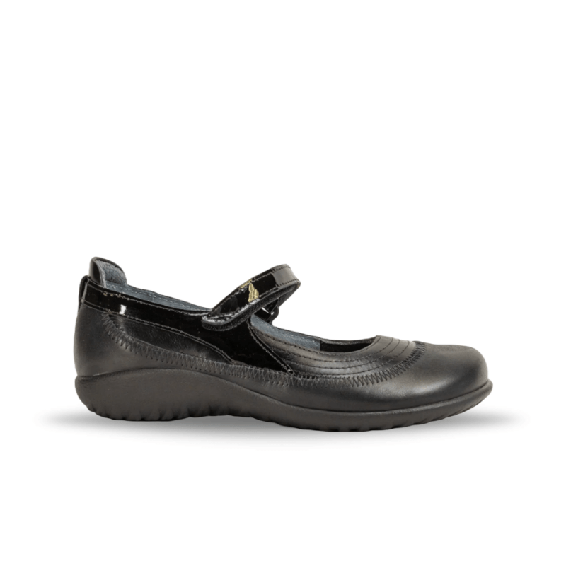 Naot Women's Kirei Wide - Black Leather/Shiny Black Patent