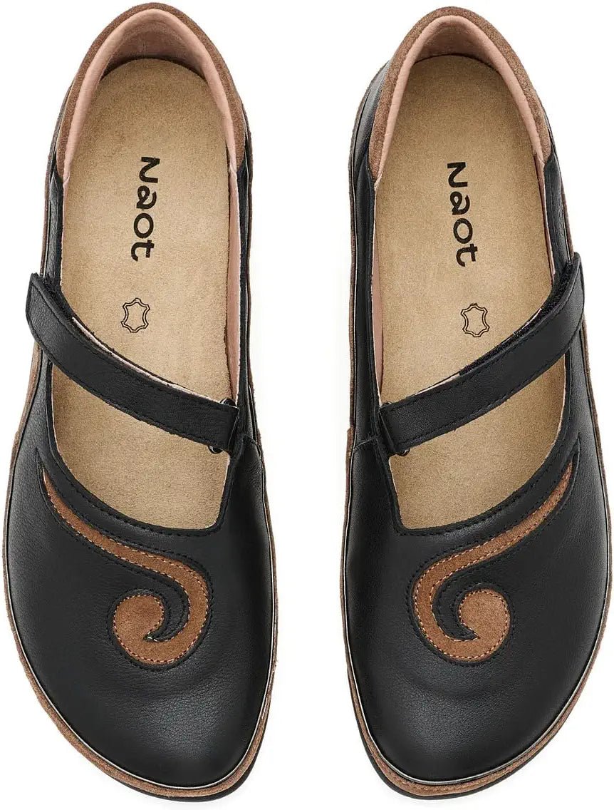 Naot Women's Matai Mary Jane - Black/Brown Cedar