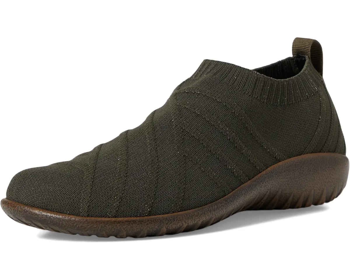 Naot Women's Okahu Slip-On Shoe - Olive/Gold Sparkle Knit